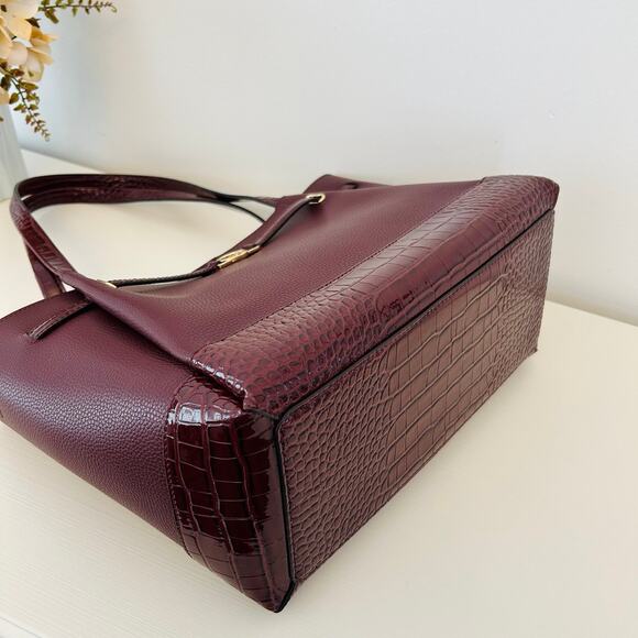 Michael Kors Purse Reed Large Logo Tote Bag Oxblood MK - Picture 5 of 9